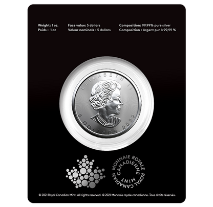 2022 Royal Canadian Mint $5 Pure Silver Coin 1 oz. 99.99% - TREASURED SILVER MAPLE LEAF COIN: Happy Birthday! Joyeux Anniversaire!