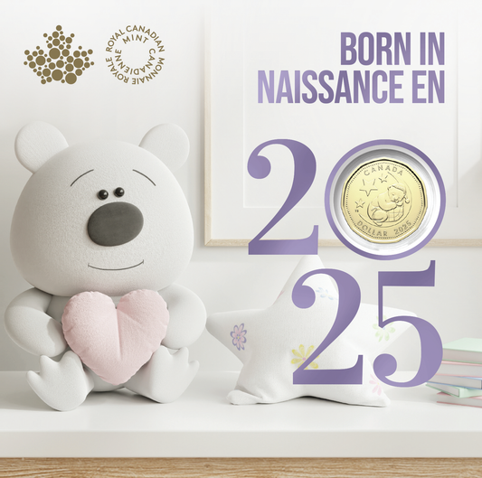 BABY BORN IN 2025! Royal Canadian Mint Greeting Card & 5-Coin Gift Set