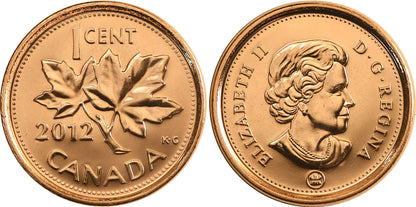 2012 CANADIAN PENNY, TWO Brand New Uncirculated Full Rolls of 50 each (Magnetic & Non-Magnetic)