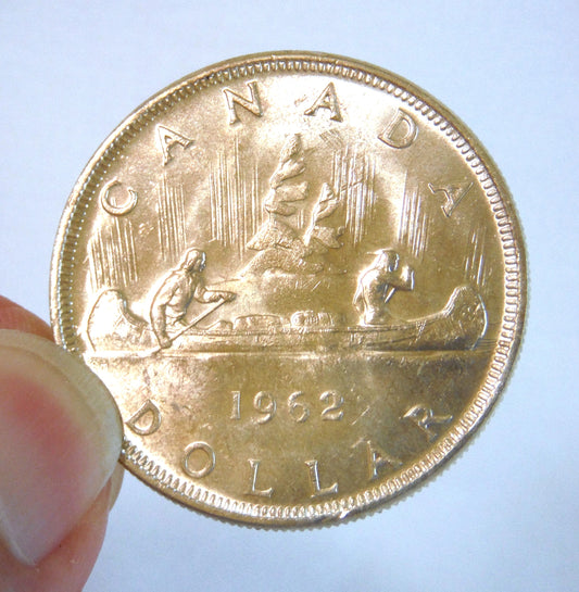 1962 CANADIAN SILVER $1 DOLLAR COIN: 80% Pure Silver