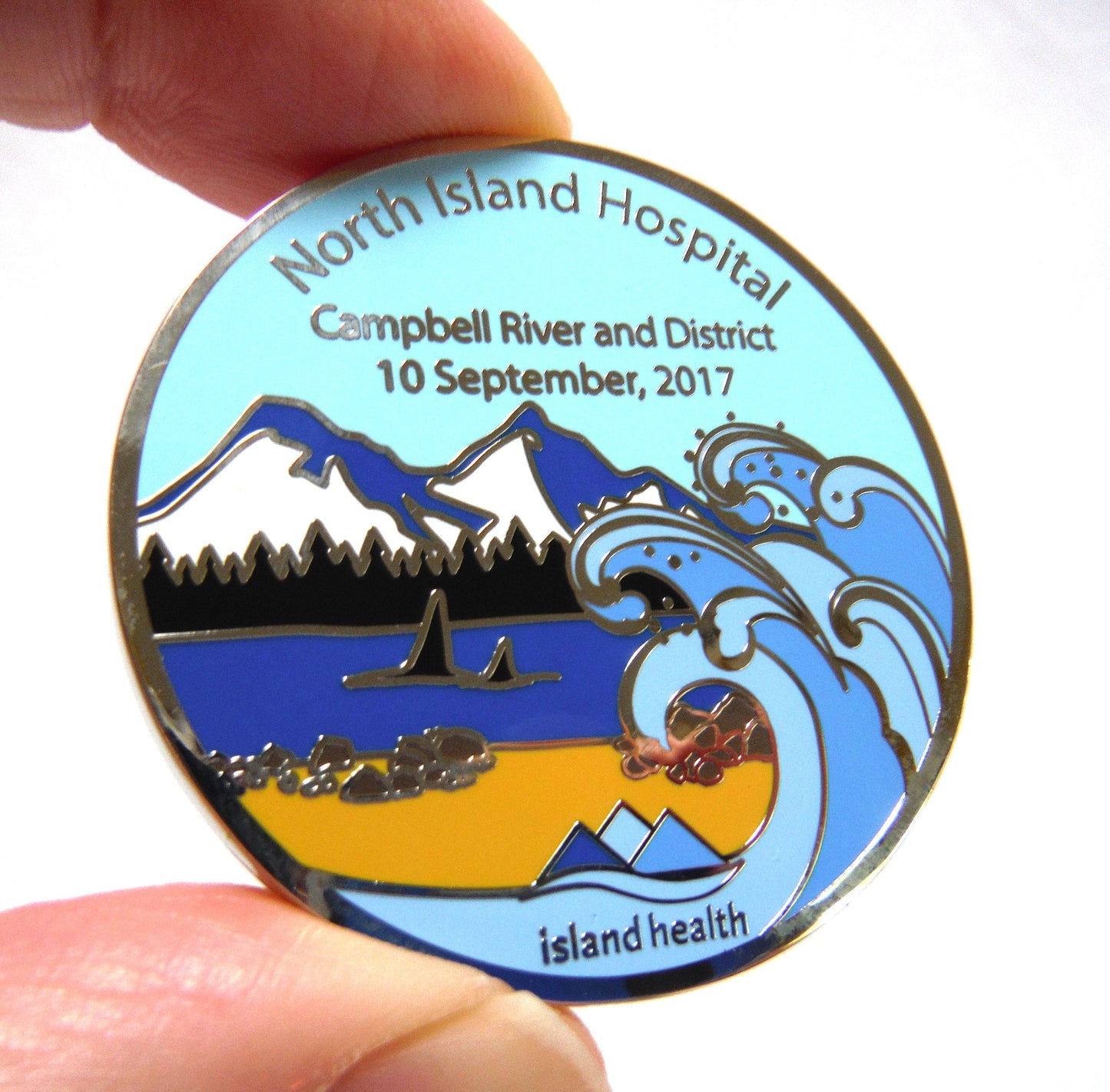 2017 NORTH ISLAND HOSPITAL CAMPBELL RIVER, BC and District Commemorative Full-Colour Enamelled Coin by Sharkz