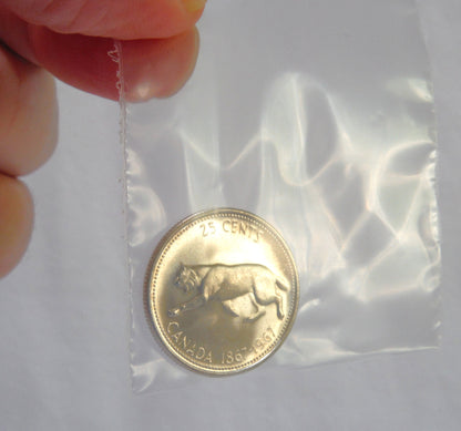 1967 Canadian Centennial 25-cent Brilliant Circulated Silver Quarter: THE BOBCAT by Alex Colville