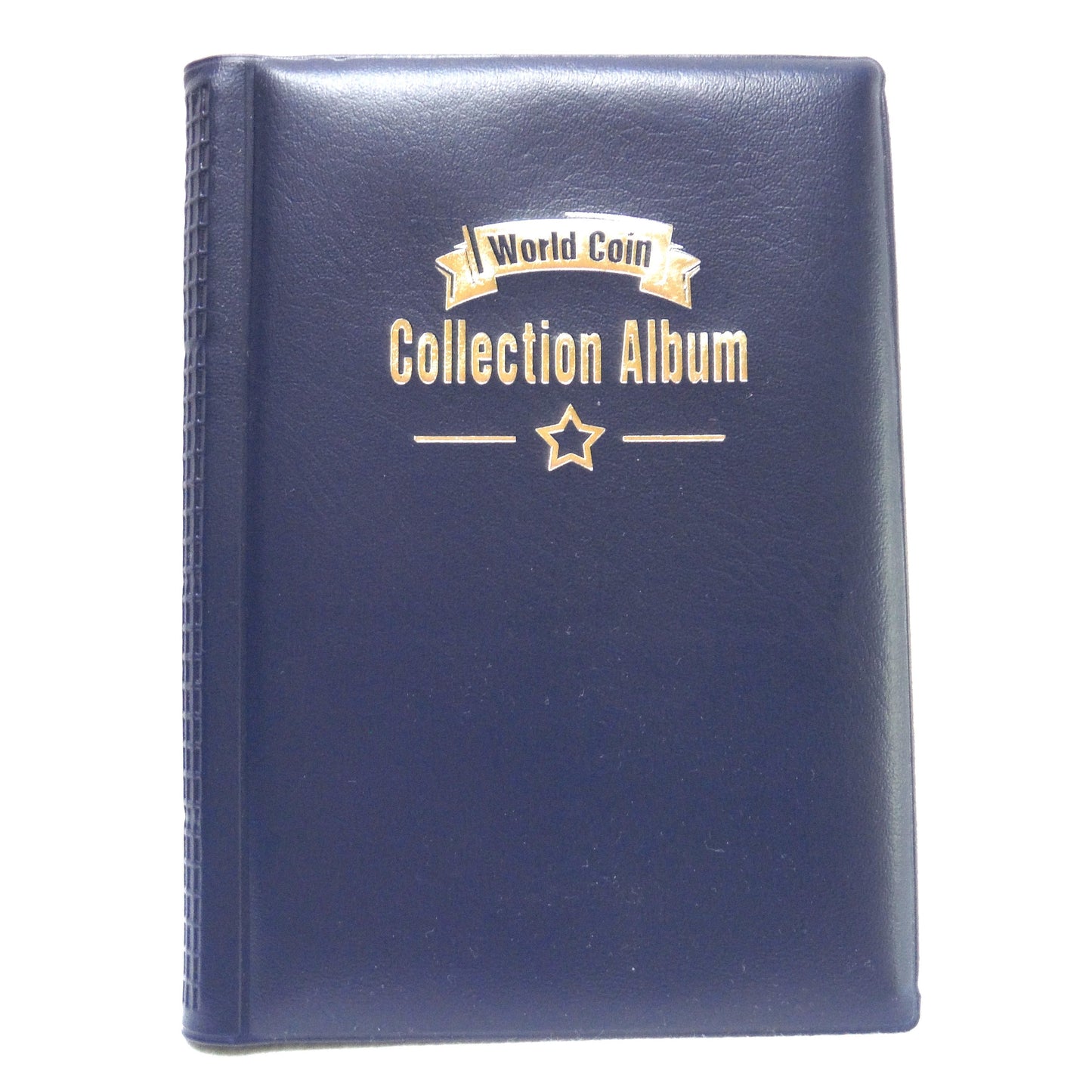 WORLD COIN COLLECTION ALBUM, Blue Vinyl, Silver Logo, and 120 Coin Capacity