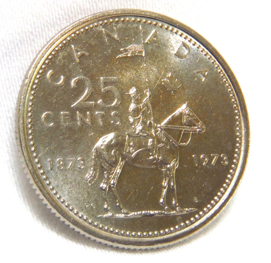 1973 Canadian 25-Cent RCMP Mounted Police Centennial Quarter Coin (Brilliant Circulated)
