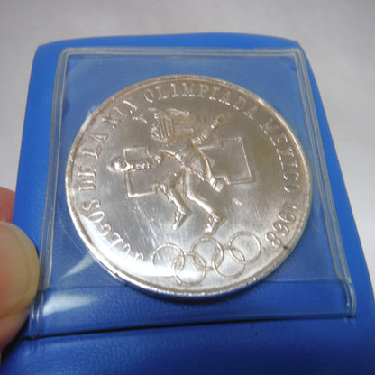 1968 MEXICAN 25 PESOS BRILLIANT CIRCULATED .720 SILVER PROOF COIN, Celebrating 19th Summer Olympics - Mexico 1968