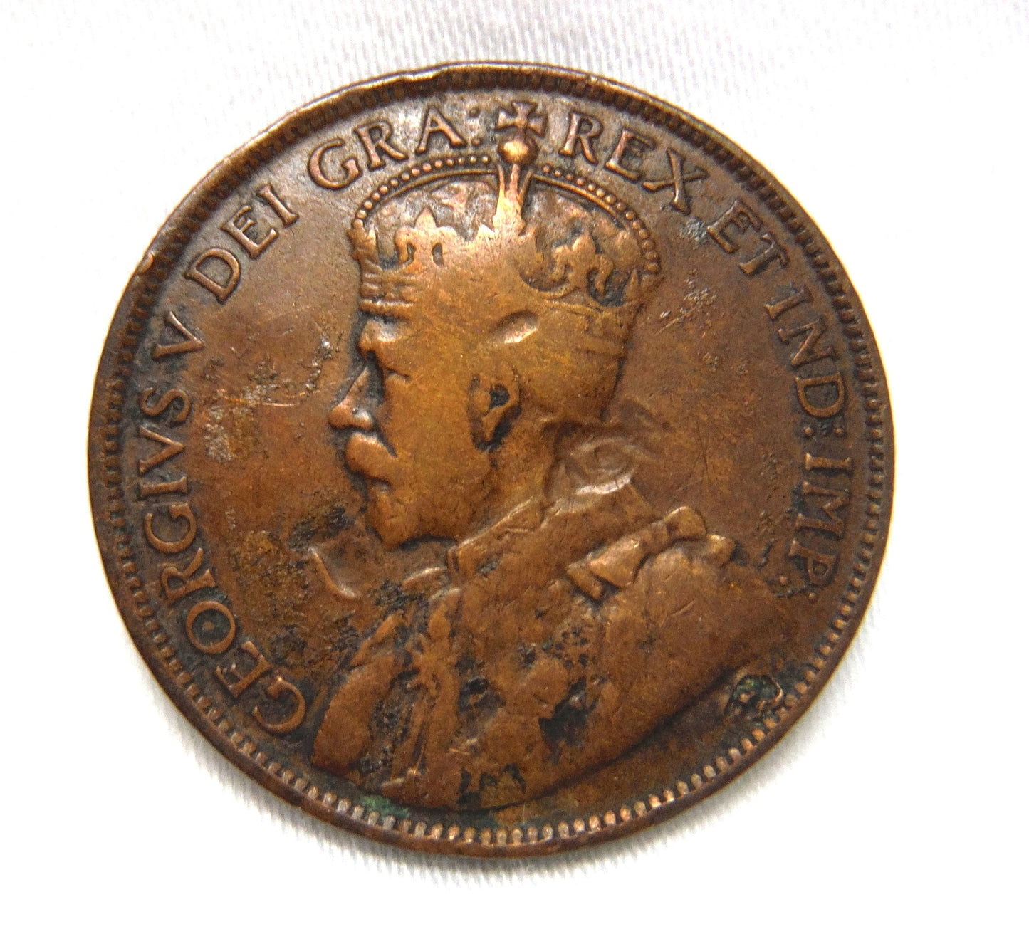 1917 CANADIAN LARGE BRONZE PENNY, Featuring King George V