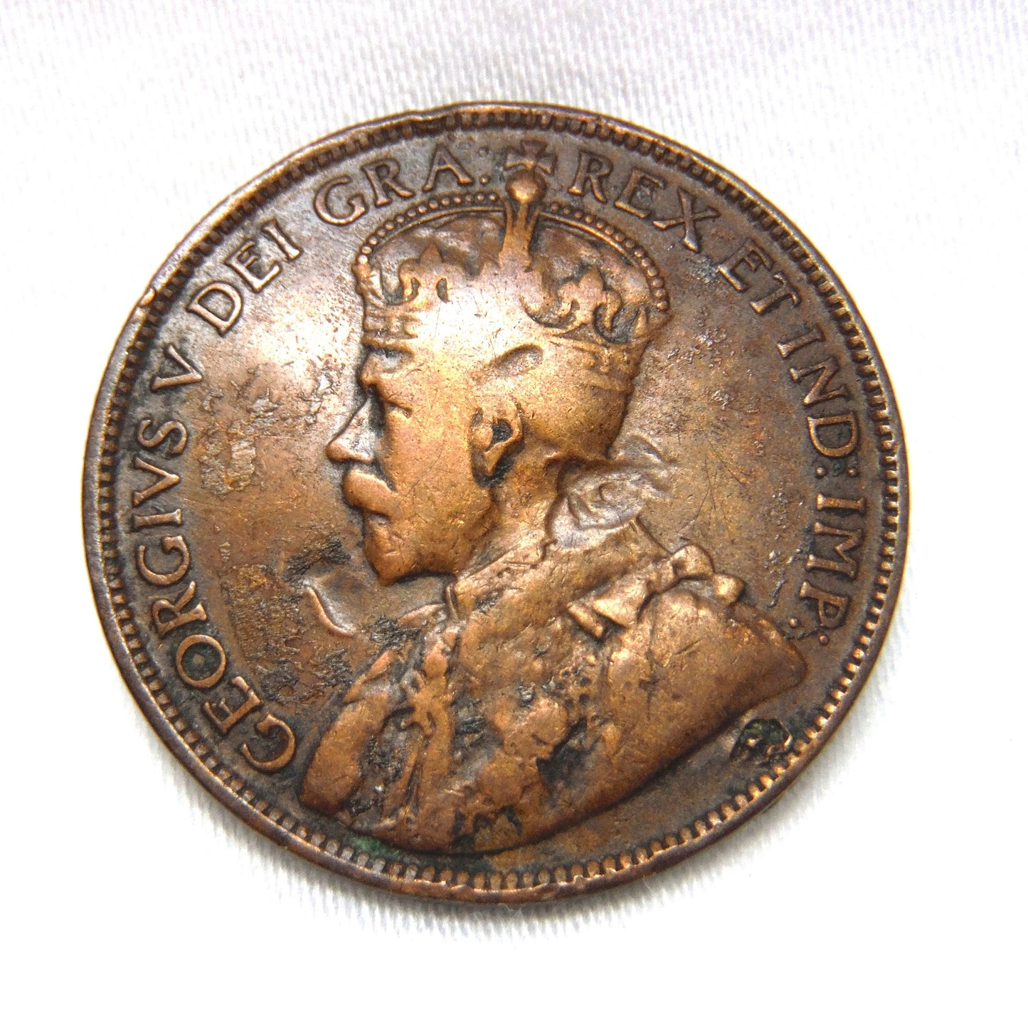 1917 CANADIAN LARGE BRONZE PENNY, Featuring King George V