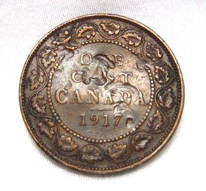 1917 CANADIAN LARGE BRONZE PENNY, Featuring King George V
