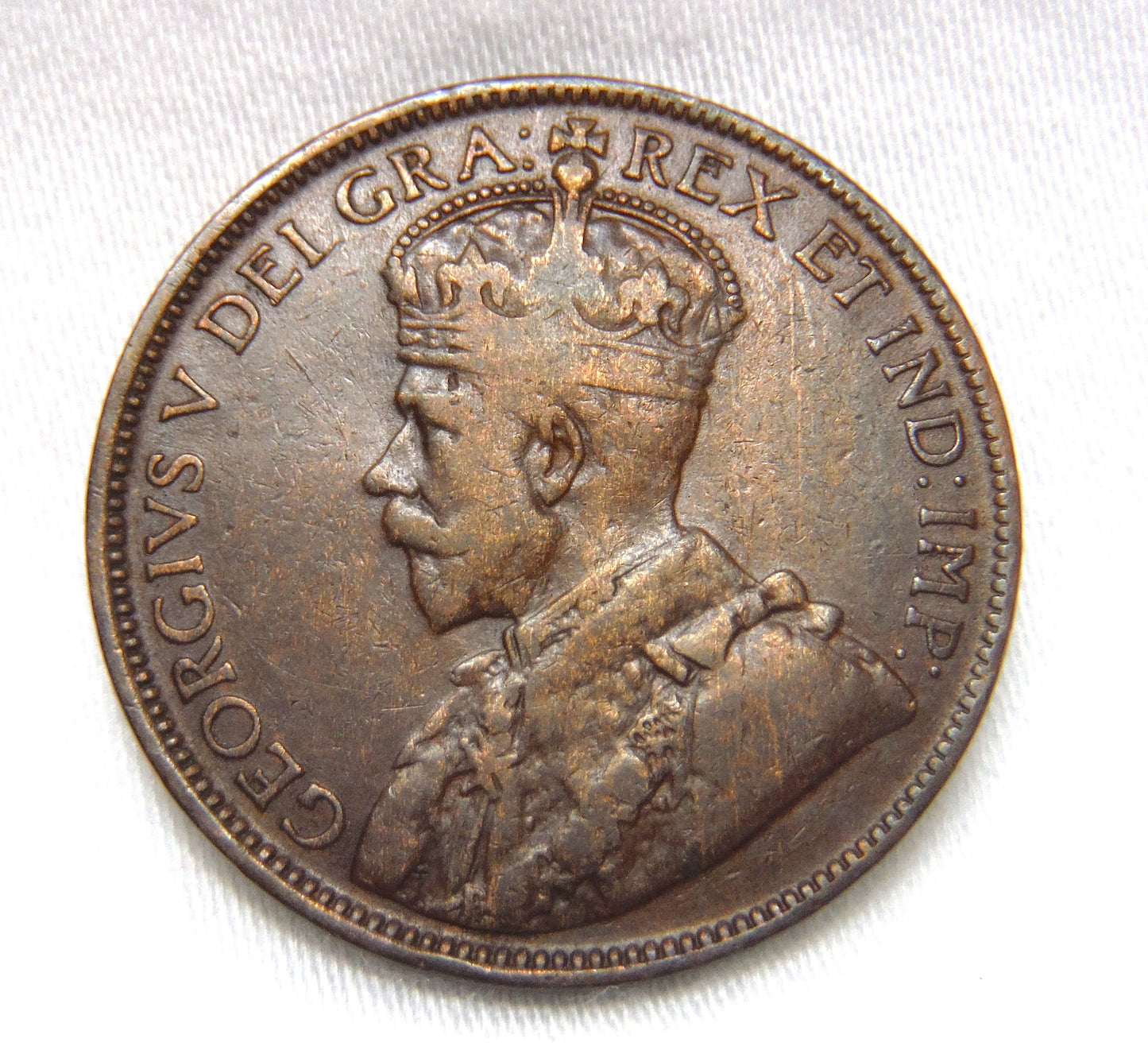 1918 CANADIAN LARGE BRONZE PENNY, Featuring King George V