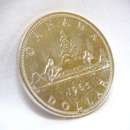1965 CANADIAN SILVER $1 DOLLAR COIN: 80% Pure Silver, in Clear Hinged Display Box