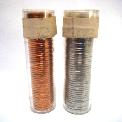 1965 Canadian Nickel and Penny Coins in Brilliant Uncirculated Sealed Full Plastic Tubes