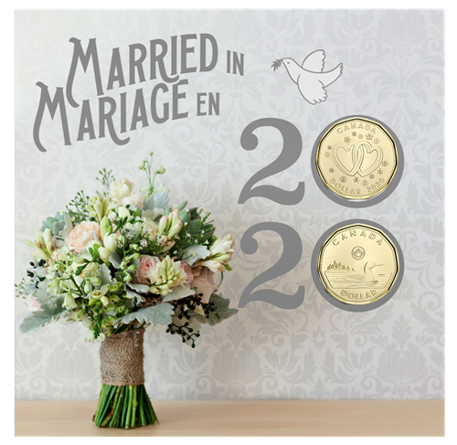 MARRIED IN, MARIAGE EN 2020! Royal Canadian Mint Greeting Card and 6-Coin Gift Set