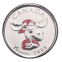 2008 Canadian 25-Cent Coloured Coin, with BONUS CANADA DAY Activity Set and Temporary Tattoos!
