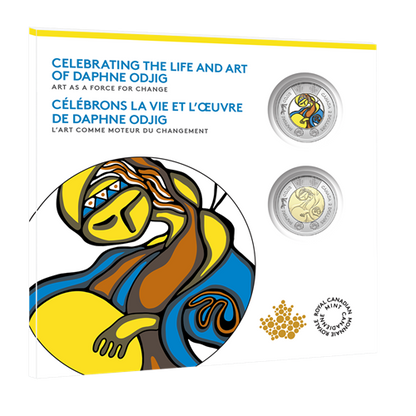 2025 Celebrating the Life and Art of Daphne Odjig: Commemorative Collector Keepsake Card of Colourized and non-colourized $2 Toonies