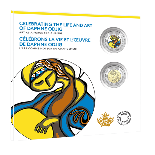 2025 Celebrating the Life and Art of Daphne Odjig: Commemorative Collector Keepsake Card of Colourized and non-colourized $2 Toonies