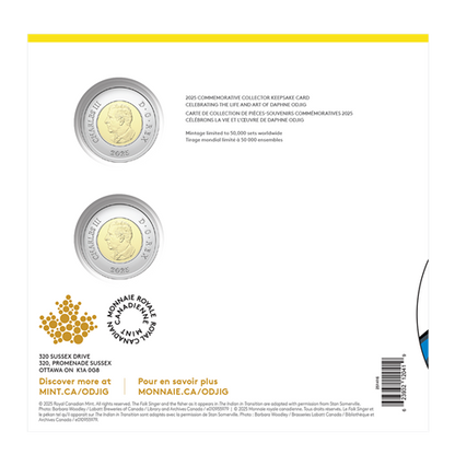 2025 Celebrating the Life and Art of Daphne Odjig: Commemorative Collector Keepsake Card of Colourized and non-colourized $2 Toonies