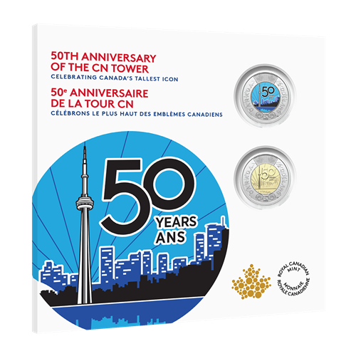 2026 Canadian 50th Anniversary of the CN TOWER Commemorative Collector Keepsake Card, Featuring DOUBLE TOONIES!
