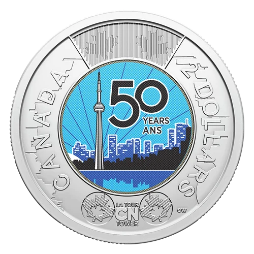 2026 Canadian $2 Toonie GLOW-IN-THE-DARK COIN: The 50th Anniversary Celebration of The Toronto CN Tower in a Special Presentation Holder