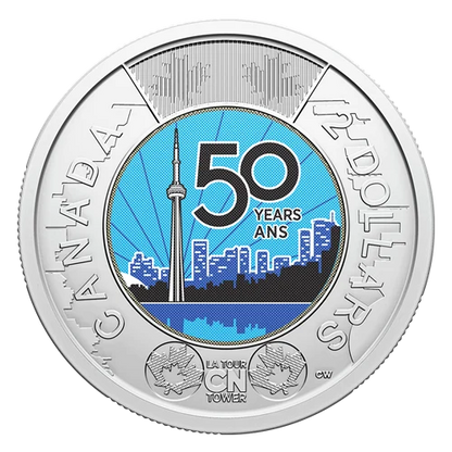 2026 Canadian $2 Toonie GLOW-IN-THE-DARK COIN: The 50th Anniversary Celebration of The Toronto CN Tower in a Special Presentation Holder