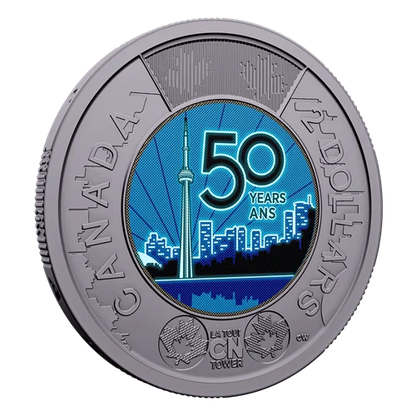 2026 Canadian $2 Toonie GLOW-IN-THE-DARK COIN: The 50th Anniversary Celebration of The Toronto CN Tower in a Special Presentation Holder