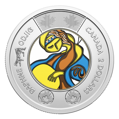 2025 Celebrating the Life and Art of Daphne Odjig: Commemorative Collector Keepsake Card of Colourized and non-colourized $2 Toonies