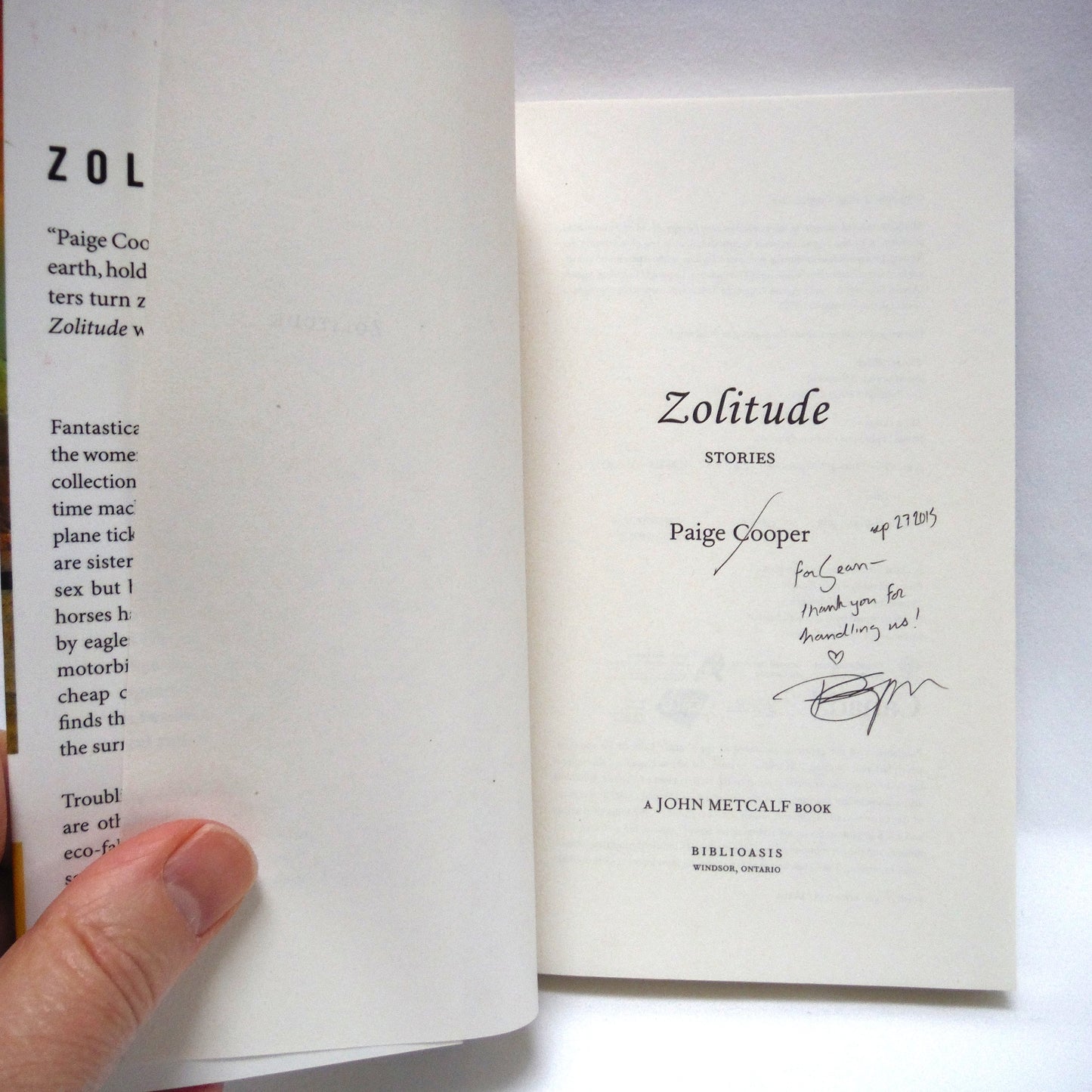 ZOLITUDE, A Novel by Paige Cooper (1st Ed. SIGNED)