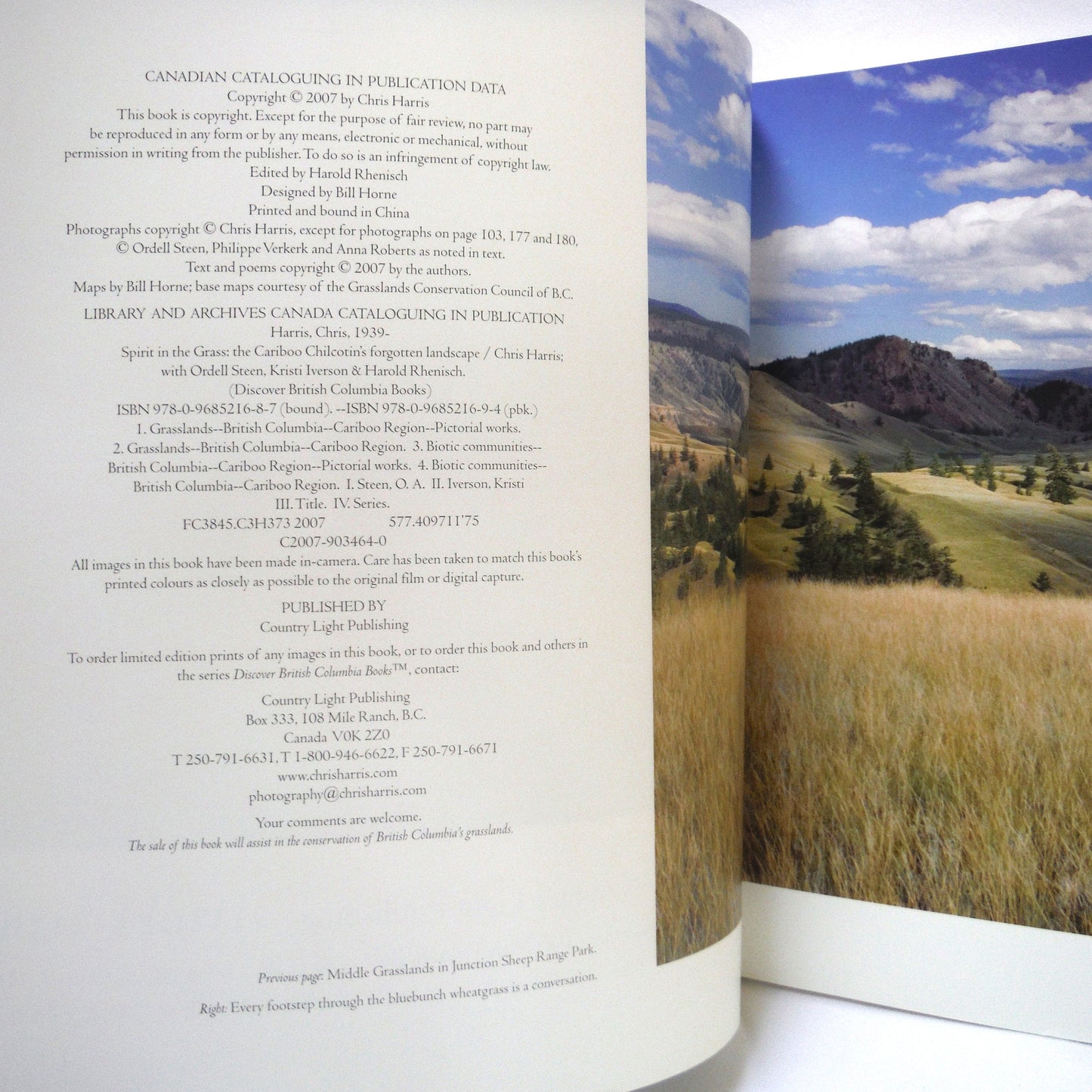 SPIRIT IN THE GRASS, The Cariboo Chilcotin's Forgotten Landscape, by Chris Harris (1st Ed. SIGNED)