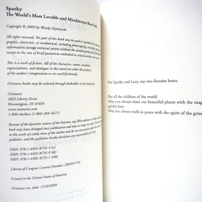 SPARKY, The World's Most Lovable and Mischievous Bear Cub, by Wendy Shymanski (1st Ed. SIGNED)