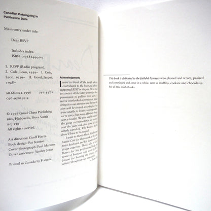 DEAR RSVP, Listeners Share Music, Life and Laughter with Leon Cole, Edited by Leon Cole and Jacqui Good (1st Ed. SIGNED)