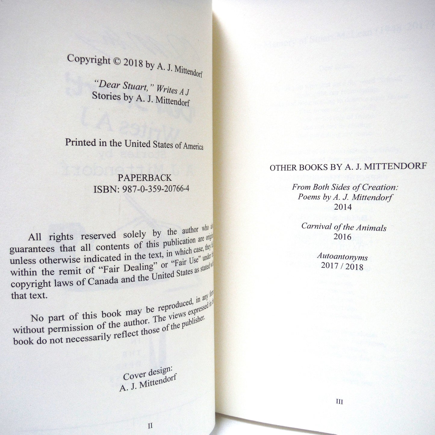 DEAR STUART, WRITES A.J., Written Expressions of Profoundest Gratitude, by A.J.Mittendorf (1st Ed. SIGNED)