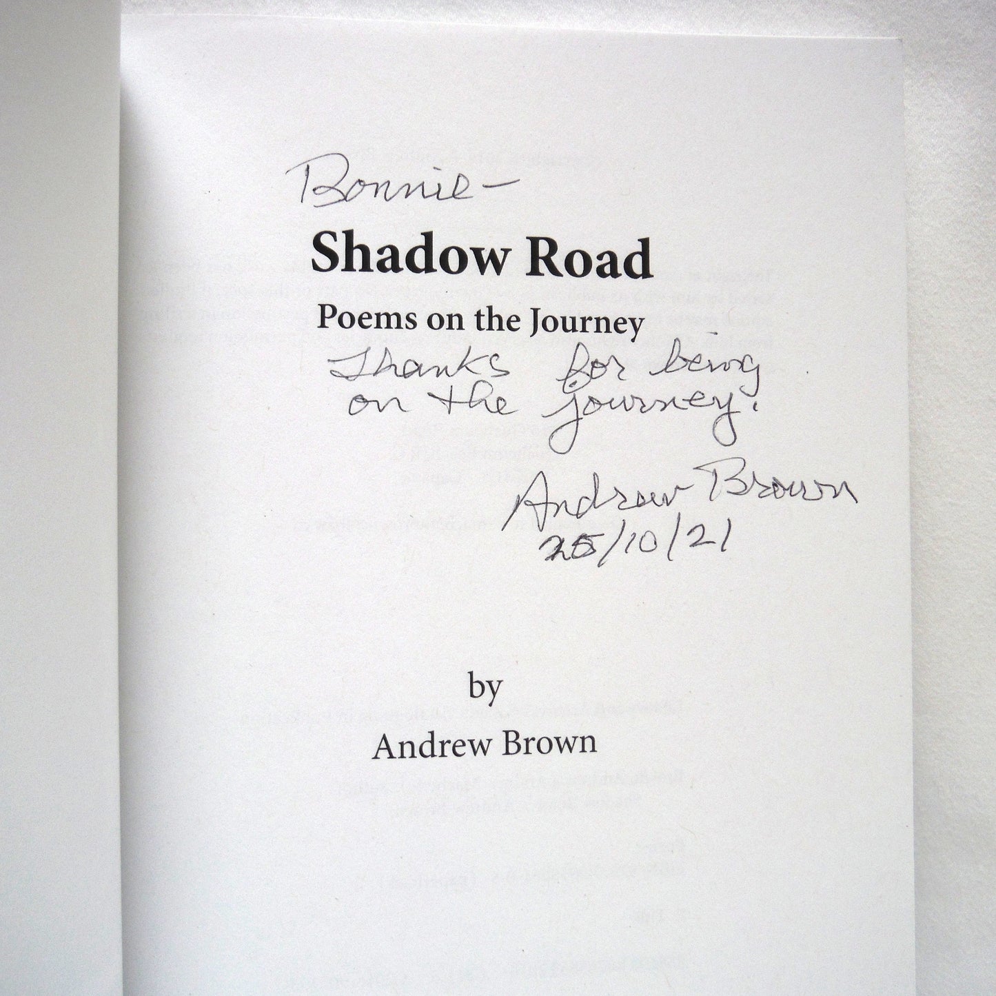 SHADOW ROAD, Poems by Andrew Brown (1st Ed. SIGNED)