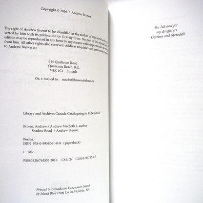 SHADOW ROAD, Poems by Andrew Brown (1st Ed. SIGNED)