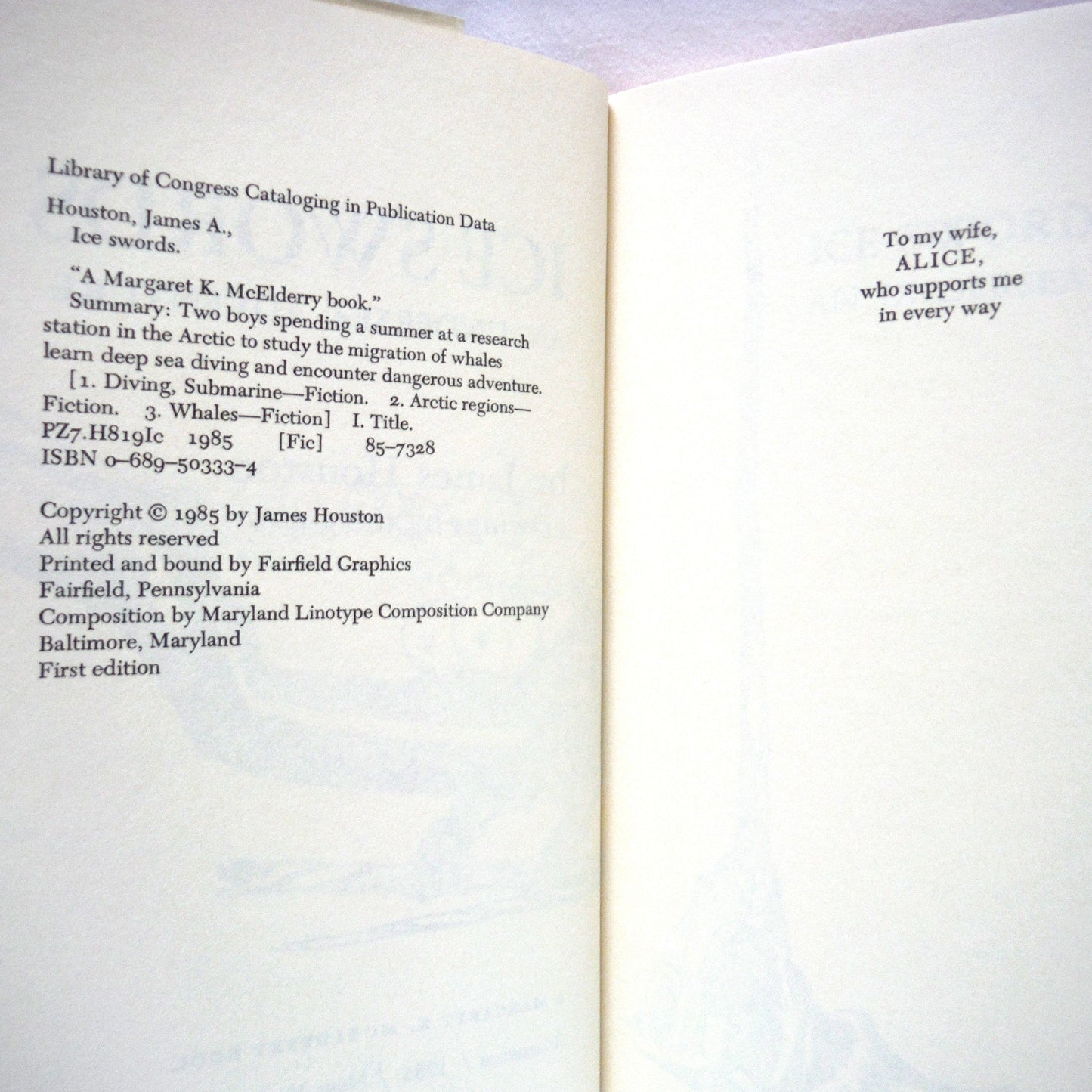 ICE SWORDS, AN UNDERSEA ADVENTURE, by James Houston (1st Ed. SIGNED)