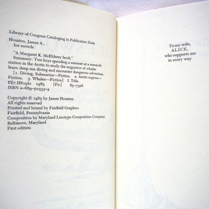 ICE SWORDS, AN UNDERSEA ADVENTURE, by James Houston (1st Ed. SIGNED)