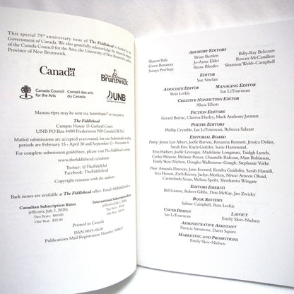 THE FIDDLEHEAD, Atlantic Canada's International Literary Journal, 75th Anniversary Issue 1945-2020 (2020 1st Ed.)