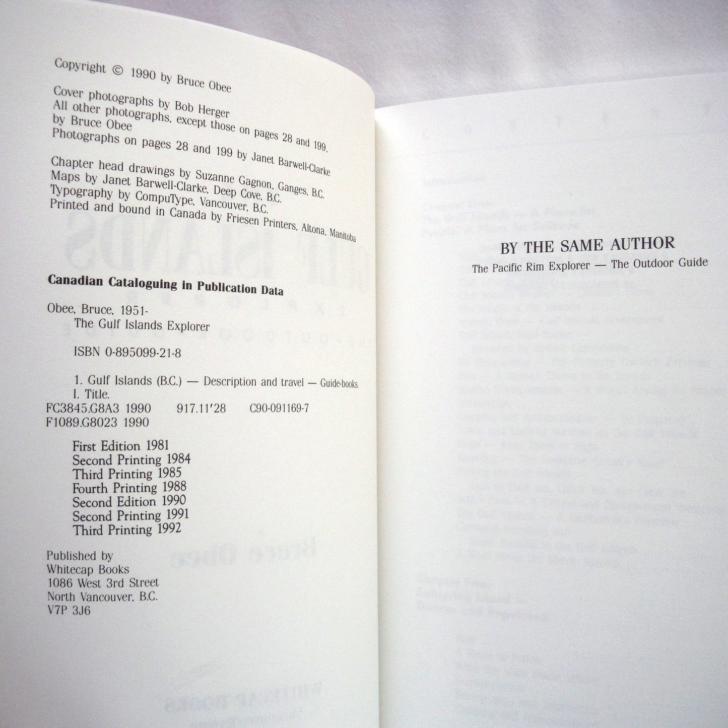 THE GULF ISLANDS EXPLORER, The Outdoor Guide to Hiking, Touring, Paddling and Camping by Bruce Obee (1992 2nd Ed.)