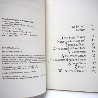 THE MAGIC FIDDLER, And Other Legends of French Canada, Text by Claude Aubry, Graphics by Saul Field (1979 1st PB Ed.)