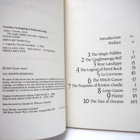 THE MAGIC FIDDLER, And Other Legends of French Canada, Text by Claude Aubry, Graphics by Saul Field (1979 1st PB Ed.)