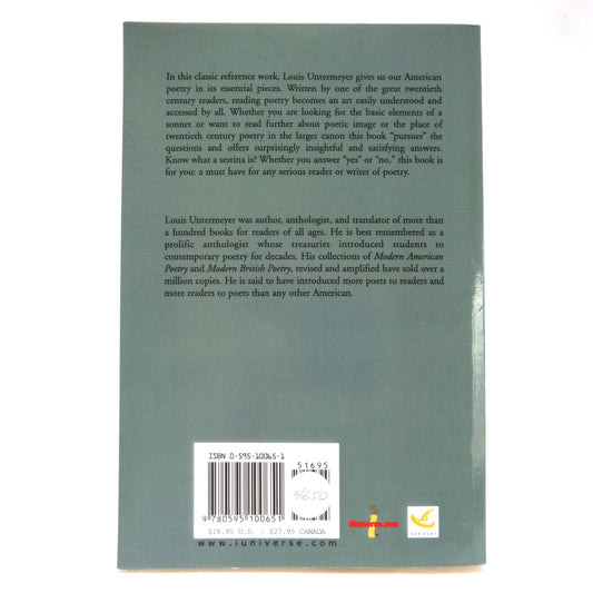 THE PURSUIT OF POETRY, A Guide to it's Understanding and Appreciation, by Louis Untermeyer (2000 1st Ed.)