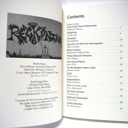 RECKONING 1, An Annual Journal of Creative Writing on Environmental Justice, Edited by Michael J. DeLuca (2016 1st Ed.)