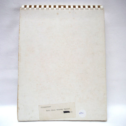 THE MOTT MINIATURE WORKSHOP MANUAL, Number 1, by Barbara and Elizabeth Mott (1978 1st Ed.)