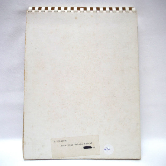 THE MOTT MINIATURE WORKSHOP MANUAL, Number 1, by Barbara and Elizabeth Mott (1978 1st Ed.)