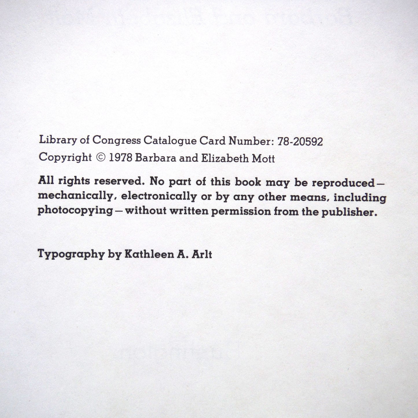 THE MOTT MINIATURE WORKSHOP MANUAL, Number 1, by Barbara and Elizabeth Mott (1978 1st Ed.)