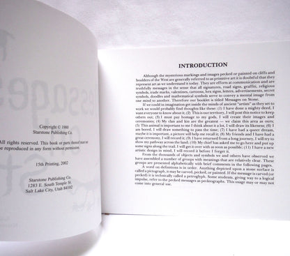 MESSAGES ON STONE, Selections of Native Western Rock Art, by William Michael Stokes and William Lee Stokes (2002 1st Ed.)