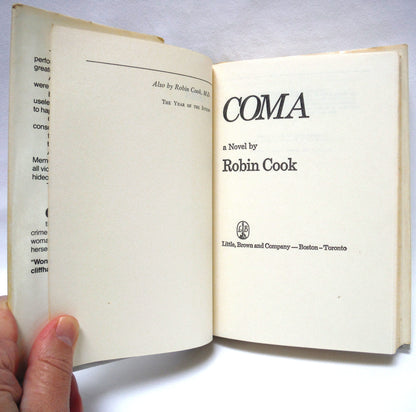 COMA, The Novel by Robin Cook, (1977 Book Club Ed.)