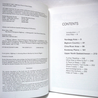 THE DAVID THOMPSON HIGHWAY HIKING GUIDE, by Jane Ross and Daniel Kyba (2009 1st Ed.)