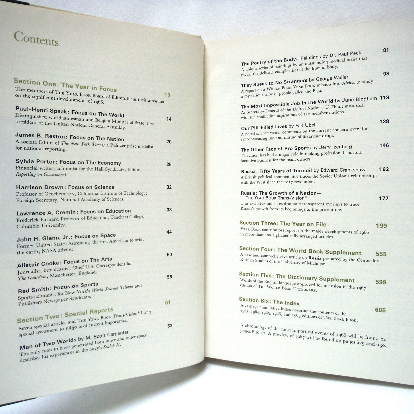 THE 1967 WORLD BOOK YEAR BOOK: 'A Review of the Events of 1966' by The World Book Encyclopedia (1967 1st Ed.)