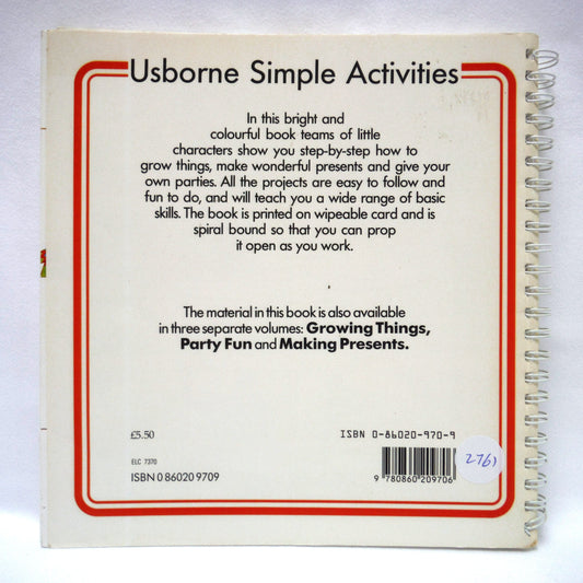 THE USBORNE BOOK OF SIMPLE THINGS TO MAKE AND DO, by Angela Wilkes (1985 1st Ed.)