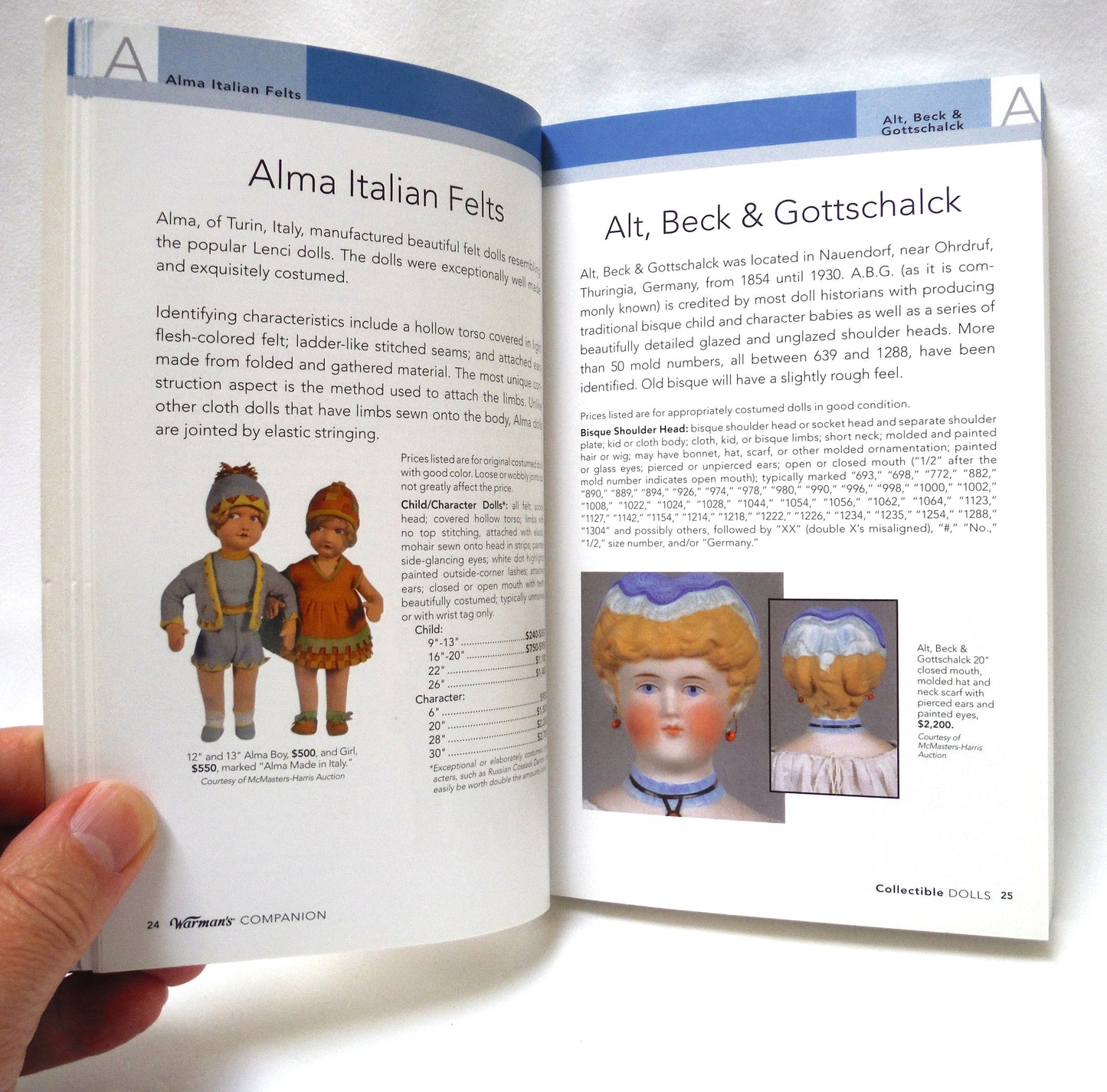 COLLECTIBLE DOLLS, A WARMAN'S COMPANION GUIDE, Written by Dawn Herlocher  (2008 1st Ed.)