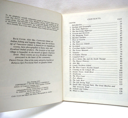 GUIDEBOOK TO VANCOUVER ISLAND, Off the Coast of Southwest British Columbia, by Dolly Connelly (1973 1st Ed.)